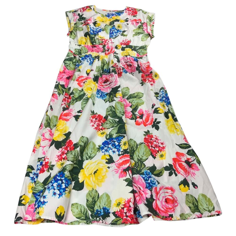 Calvin Klein Floral Maxi Dress Women’s Size 8 Cotton Smocked Waist NWT Festive